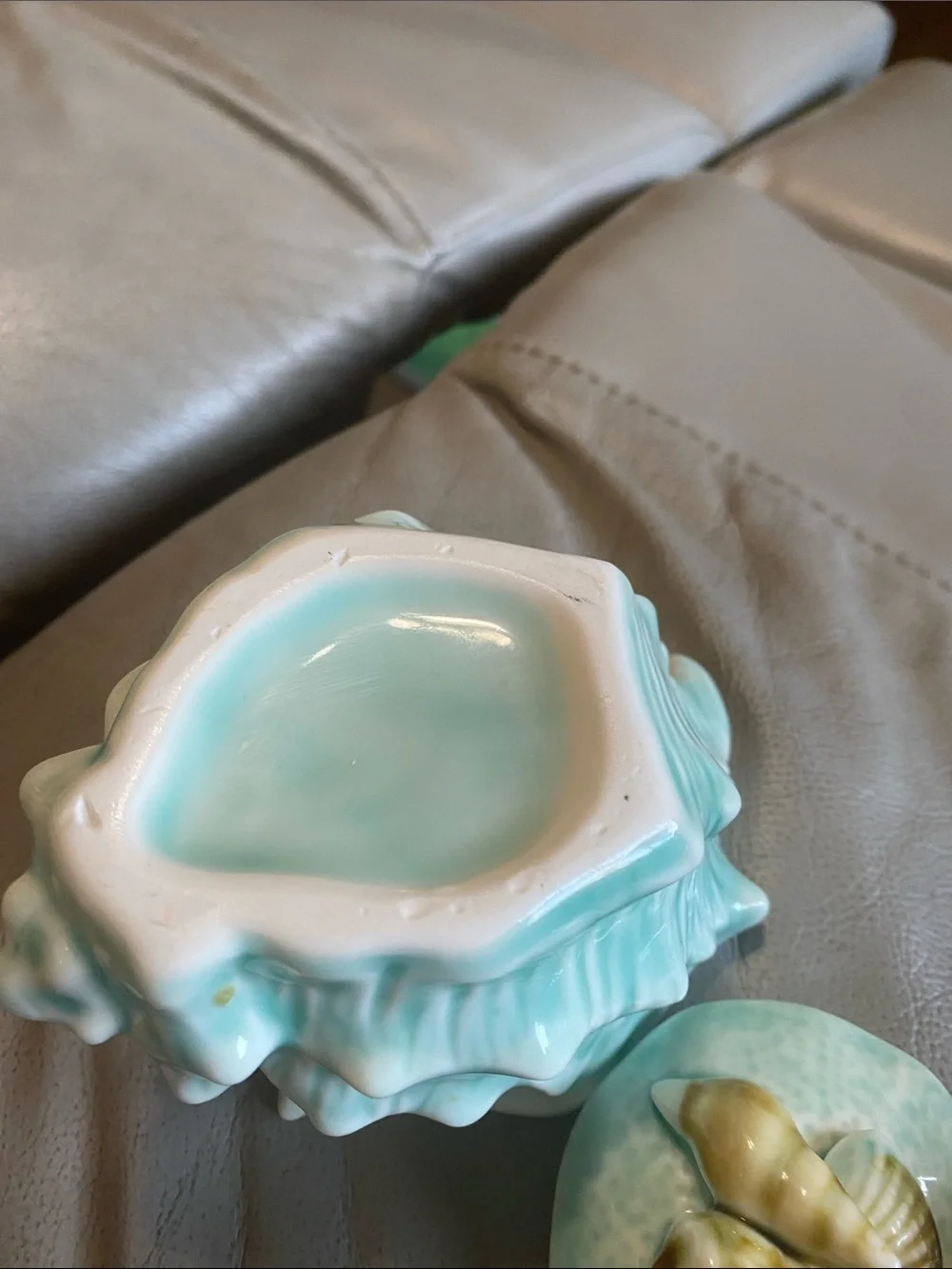 Seafoam Green Ceramic Shell Creamer and Sugar Set